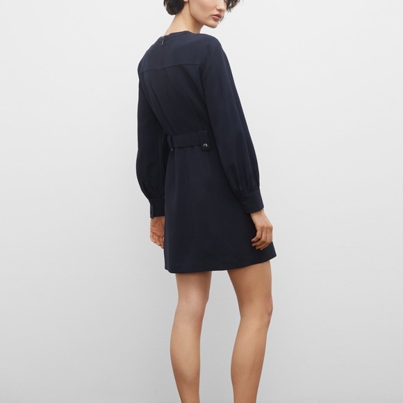 Long Sleeve Belted Pocket Dress - New With Tags - NEVER WORN - Navy - Picture 2 of 5